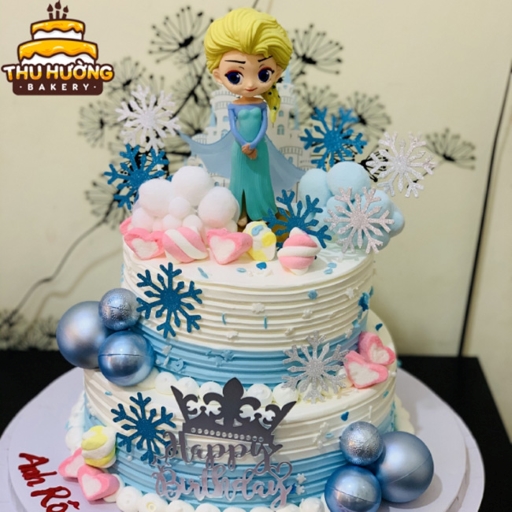 Bánh sinh nhật 2 tầng trang trí công chúa Elsa