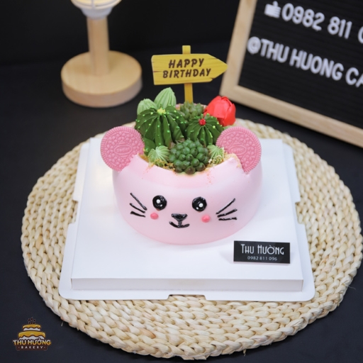 Bánh sinh nhật chuột màu hồng cute