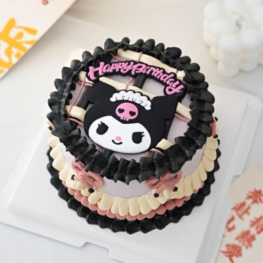 Bánh sinh nhật tone đen vẽ Kuromi độc đáo