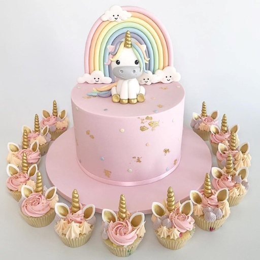 Bánh sinh nhật Unicon tone hồng xinh